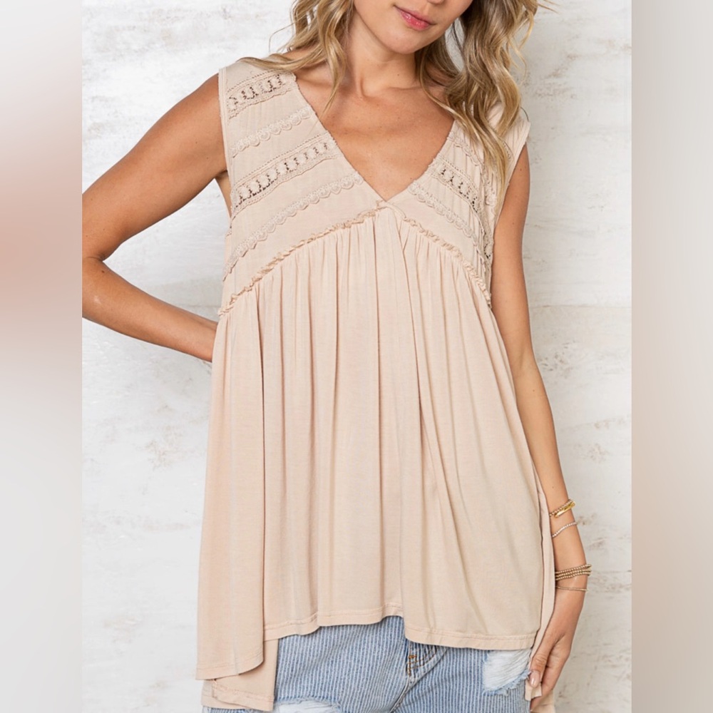 POL Loose High Low Babydoll Hi Stretch Flowy Tunic Blouse Top V Neck - Picture 7 of 7